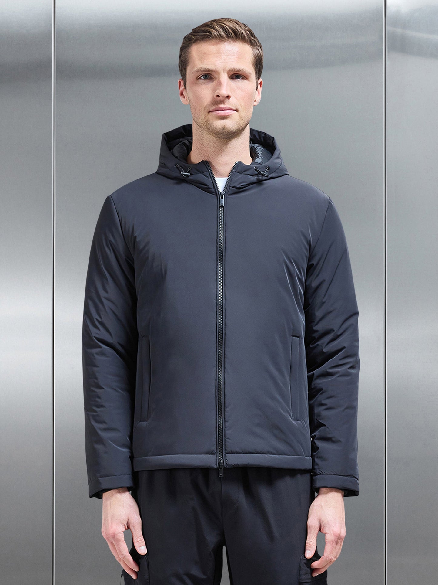 Padded Technical Shell Windbreaker in Black