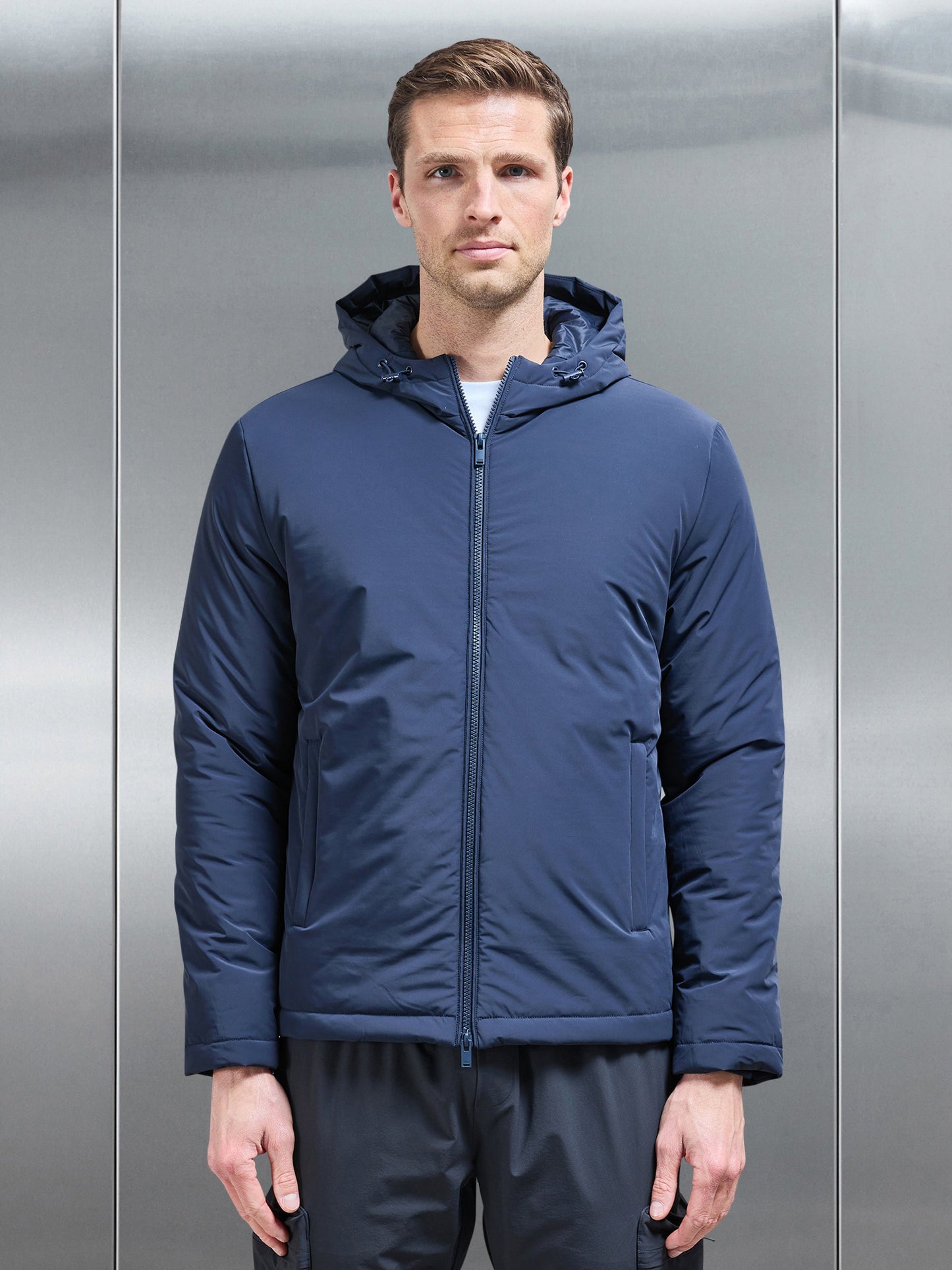 Padded Technical Shell Windbreaker in Navy