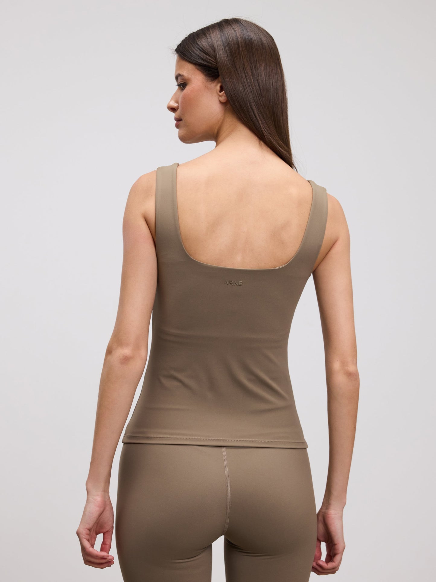Womens Active Square Neck Vest in Taupe
