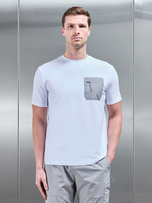 Active Cargo T-Shirt in White Mid Grey