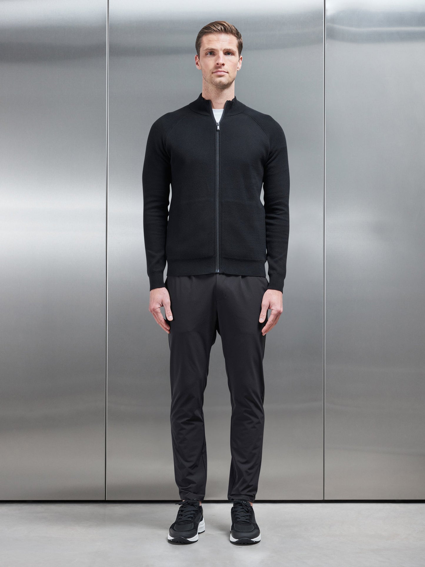 Active Knitted Zip Through Jacket in Black