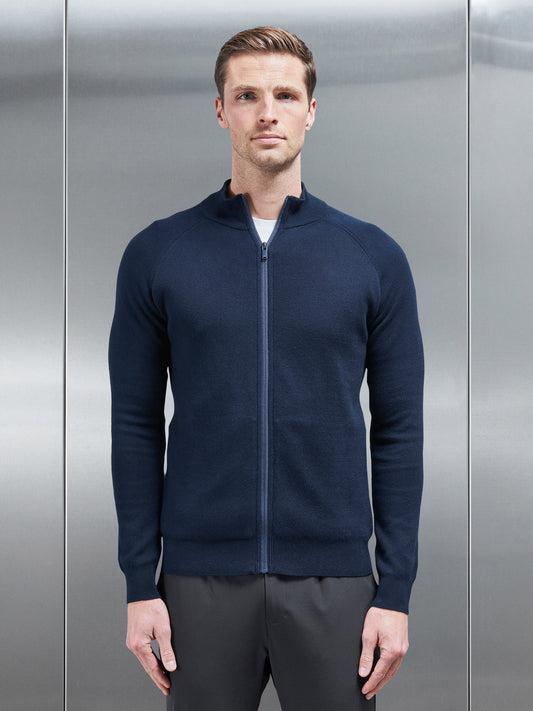 Active Knitted Zip Through Jacket in Navy