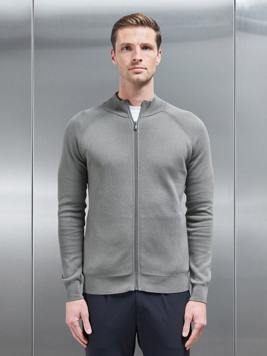 Active Knitted Zip Through Jacket in Sage
