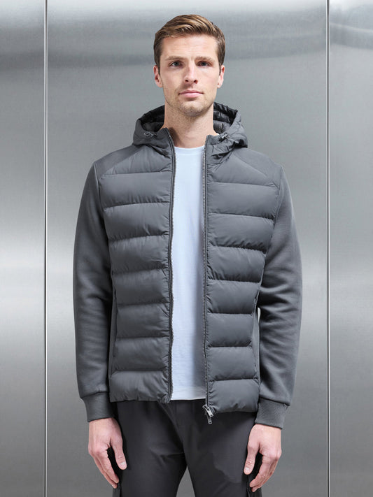 Hybrid Technical Puffer Windbreaker in Grey