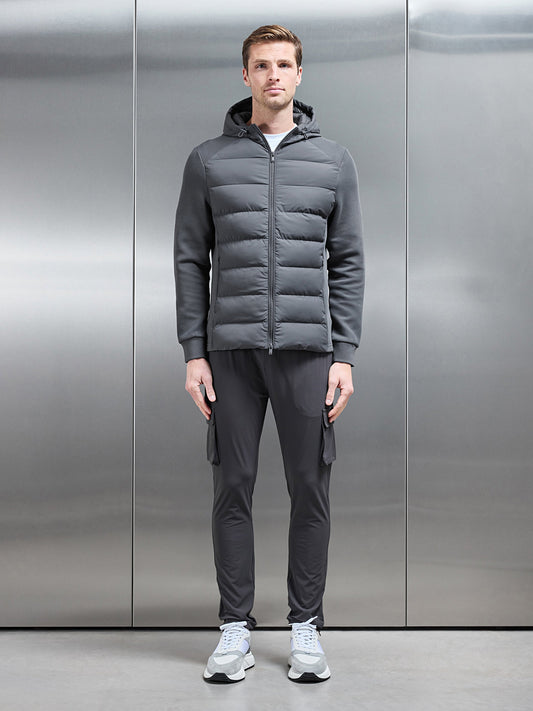 Hybrid Technical Puffer Windbreaker in Grey