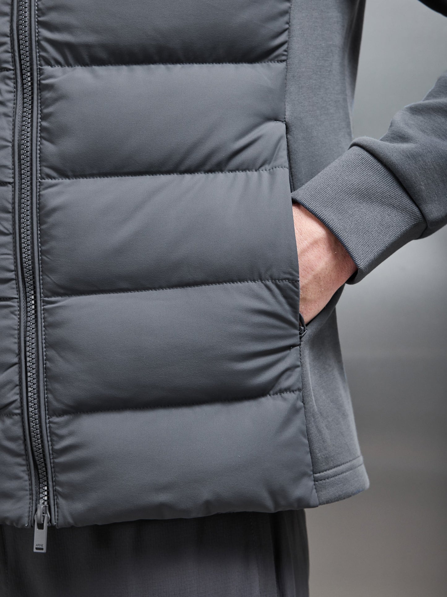 Hybrid Technical Puffer Windbreaker in Grey
