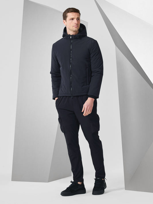 Padded Technical Shell Windbreaker in Black